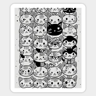 Beautiful Black and White Cat Illustration - Modern Art Sticker